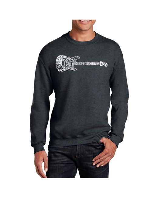 La Pop Art Word Art Rock Guitar Crewneck Sweatshirt