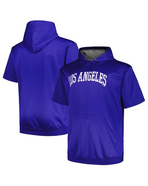 Profile Los Angeles Dodgers Big and Tall Contrast Short Sleeve Pullover Hoodie