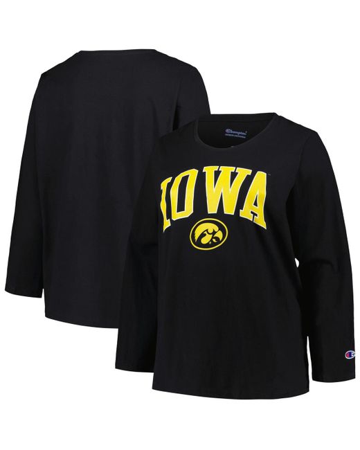 Profile Iowa Hawkeyes Plus Arch Over Logo Scoop Neck Long Sleeve T-shirt