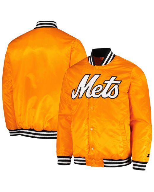 Starter New York Mets Cross Bronx Fashion Satin Full-Snap Varsity Jacket