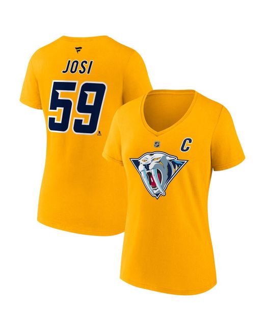 Fanatics Roman Josi Yellow Nashville Predators Special Edition 2.0 Name and Number V-Neck T-shirt