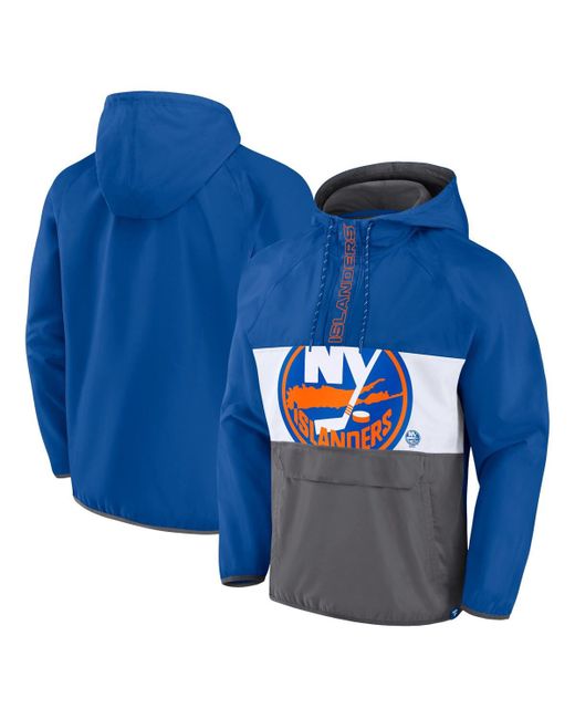 Fanatics New York Islanders Flagrant Foul Anorak Raglan Half-Zip Hoodie Jacket