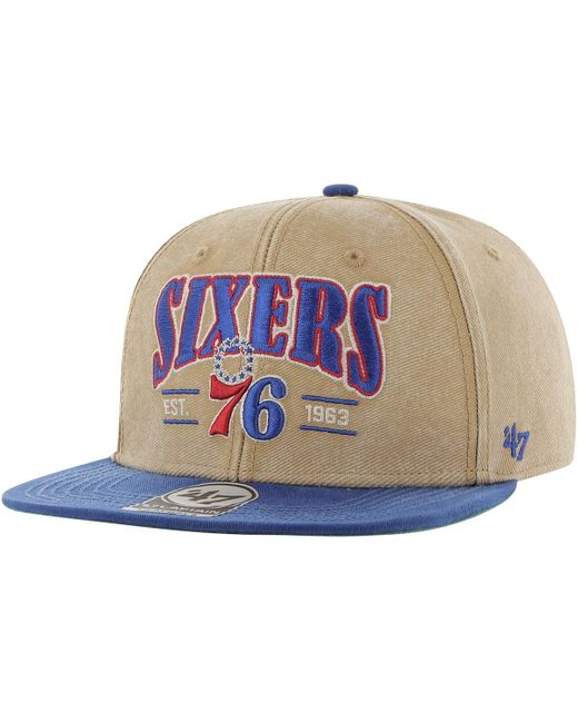 '47 Brand 47 Brand Royal Distressed Philadelphia 76ers Chilmark Captain Snapback Hat