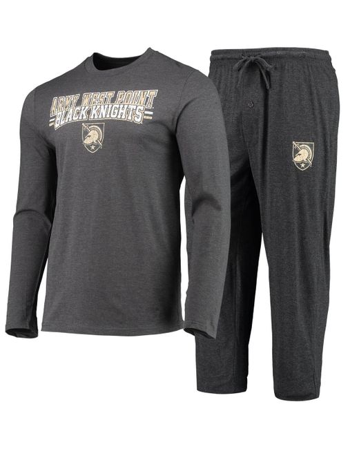 Concepts Sport Heathered Charcoal Distressed Army Knights Meter Long Sleeve T-shirt and Pants Sleep Set