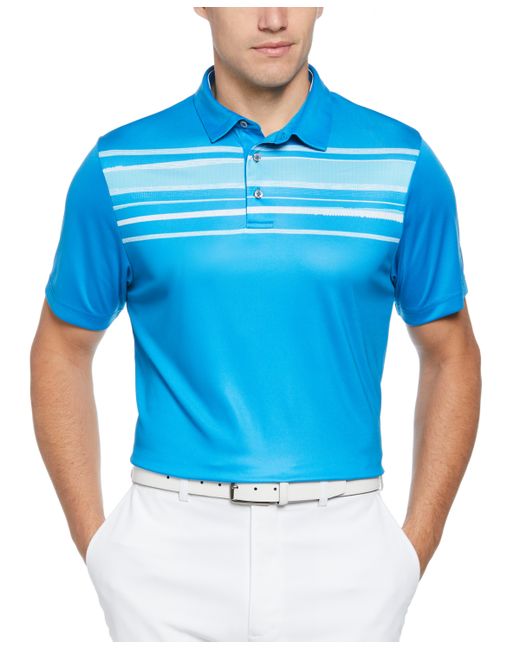 PGA Tour Athletic Fit Terrain Chest Print Short Sleeve Golf Polo Shirt