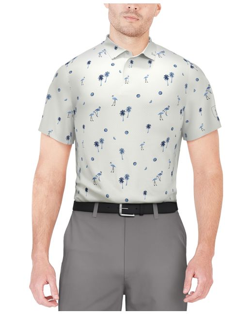 PGA Tour Flamingo Print Short Sleeve Golf Polo Shirt