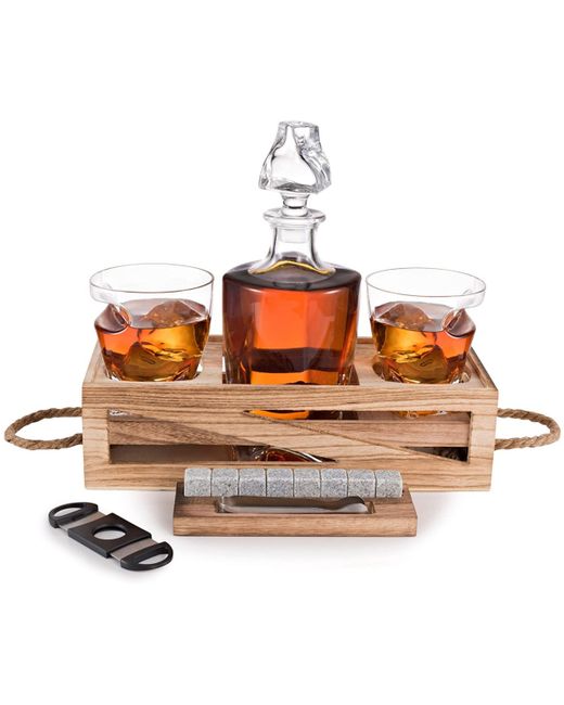 Bezrat Whiskey Decanter and Cigar Glass Gift Set 14 Piece