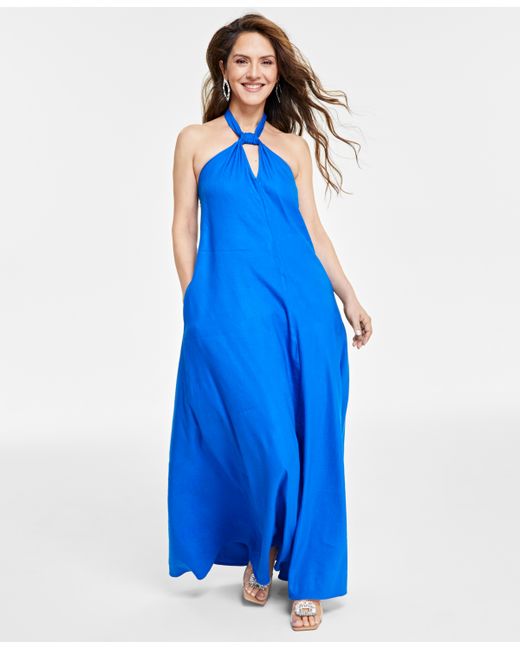 I.N.C. International Concepts Linen Halter-Neck Maxi Dress Created for Macy