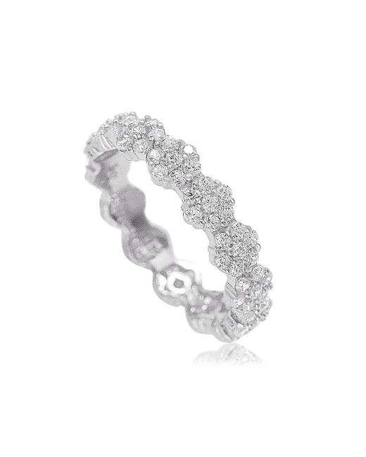 Suzy Levian New York Suzy Levian Sterling Cubic Zirconia Floral Eternity Band Ring