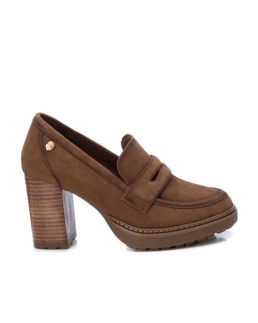 Xti Carmela Collection Suede Heeled Loafers By