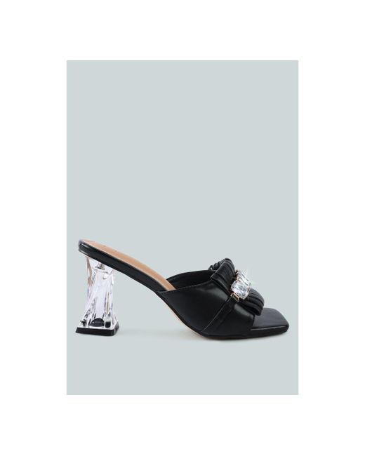London Rag Deeba Diamante Embellishment Clear Spool Heel Sandals