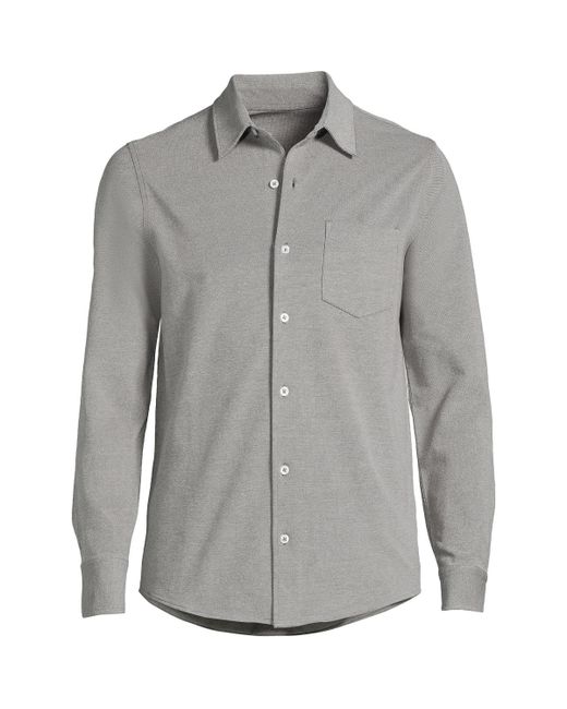 Lands' End Long Sleeve Texture Knit Button Up Shirt