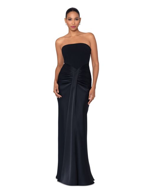 Betsy & Adam Ruched Strapless Gown