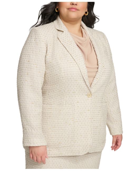 Calvin Klein Plus Patch-Pocket Tweed Jacket