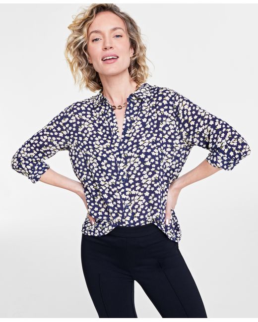 On 34th Button-Front Crepe Shirt Created for Macy