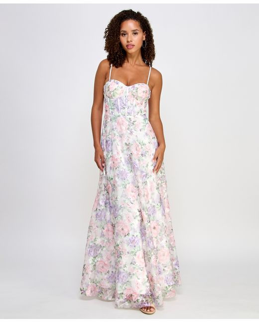 Trixxi Juniors Floral-Embroidered Corset Gown Created for