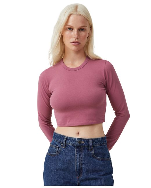 Cotton On Micro Crop Long Sleeve Top