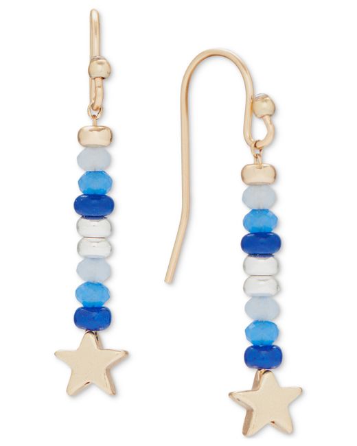 Lucky Brand Two-Tone Star Mixed Bead Linear Drop Earrings