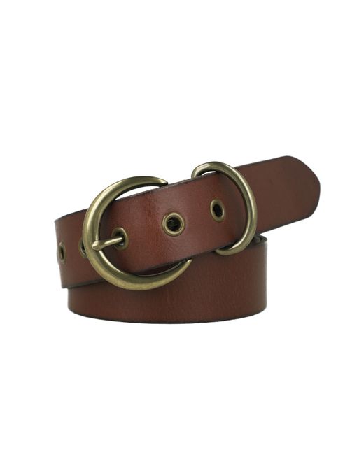 Frye 38mm Flat Strap with Metal Keeper Leather Belt