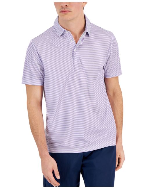 Club Room Feeder Stripe Short Sleeve Tech Polo Shirt Created for
