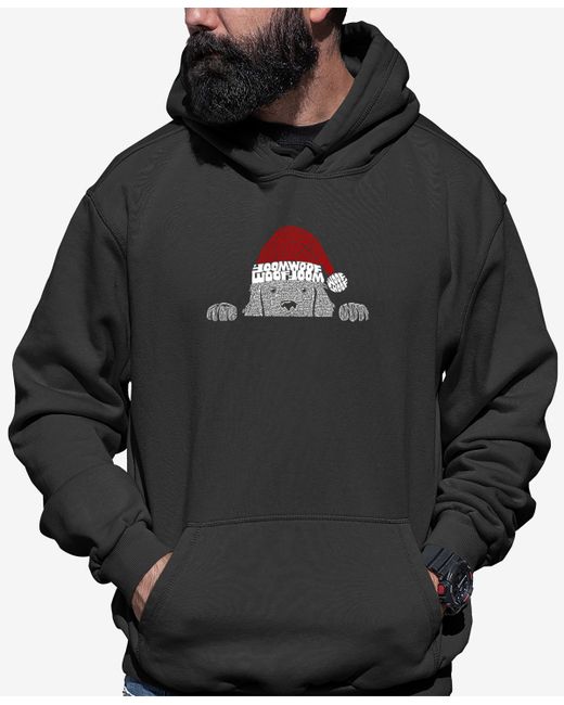 La Pop Art Christmas Peeking Dog Word Art Hooded Sweatshirt