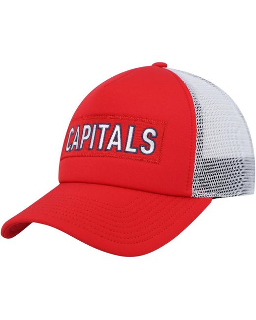 Adidas White Washington Capitals Team Plate Trucker Snapback Hat