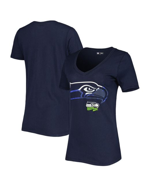 New Era College Seattle Seahawks Ink Dye Sideline V-Neck T-Shirt