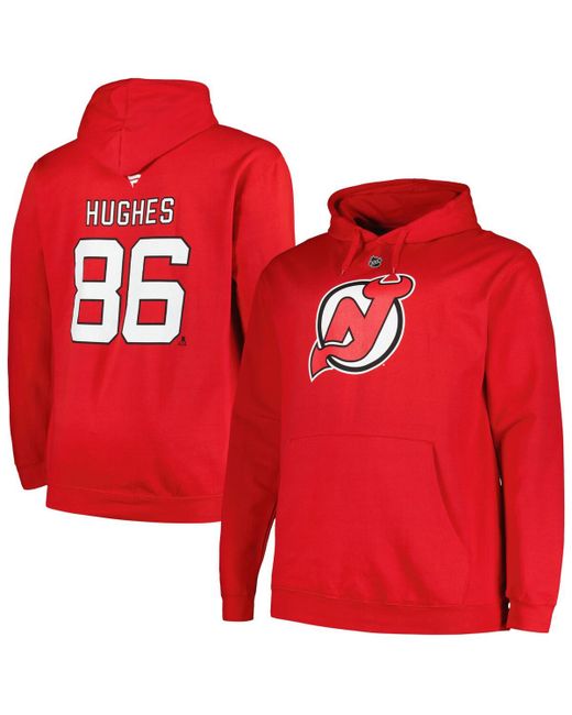 Profile Jack Hughes New Jersey Devils Big and Tall Name Number Pullover Hoodie