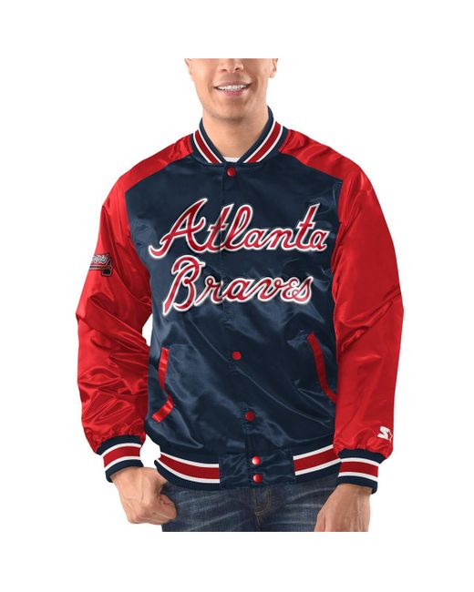 Starter Red Atlanta Braves Varsity Satin Full-Snap Jacket