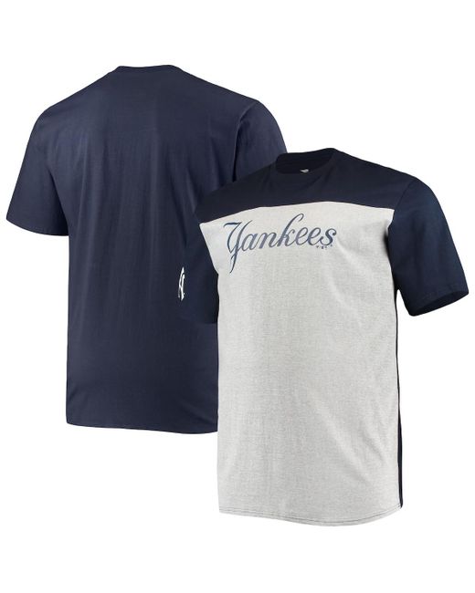 Fanatics Heather Gray New York Yankees Big and Tall Colorblock T-shirt Heathered