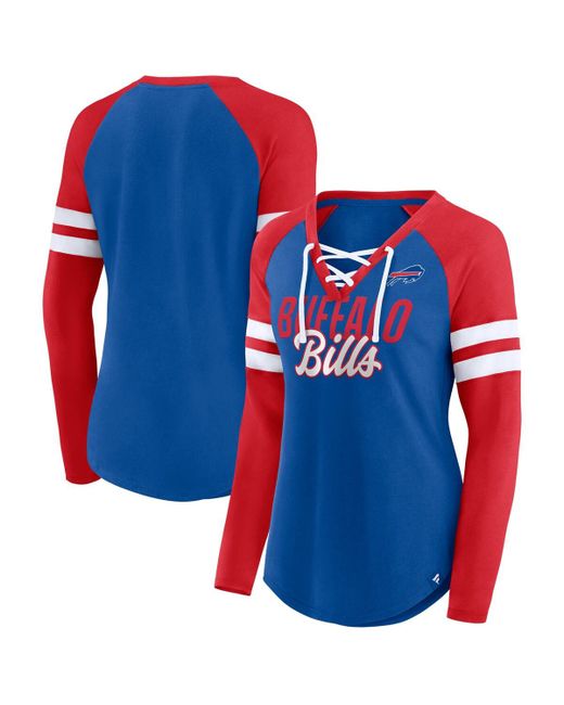Fanatics Buffalo Bills True to Form Raglan Lace-Up V-Neck Long Sleeve T-shirt