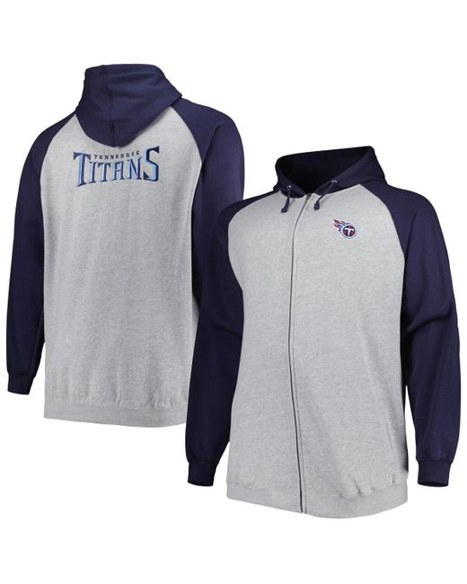 Fanatics Tennessee Titans Big and Tall Fleece Raglan Full-Zip Hoodie Jacket