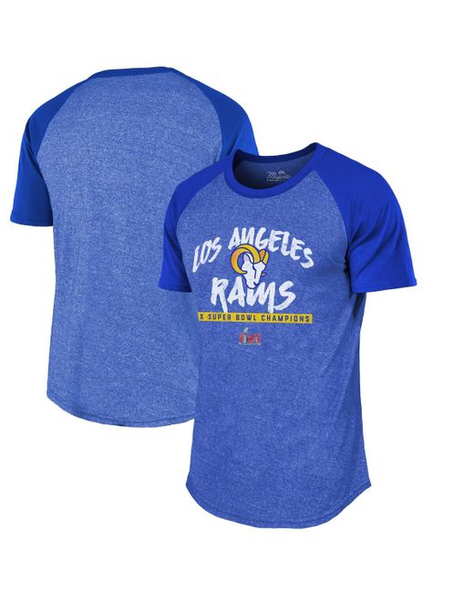 Majestic Threads Los Angeles Rams 2-Time Super Bowl Champions Tri-Blend Raglan T-shirt