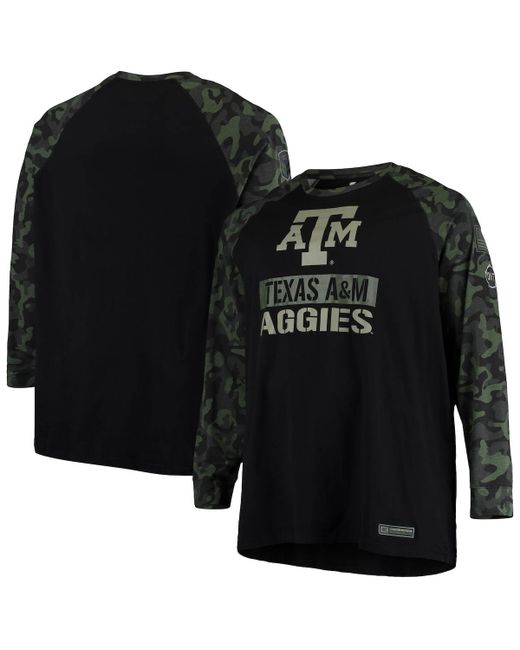 Colosseum Camo Texas AM Aggies Oht Military-Inspired Appreciation Big and Tall Raglan Long Sleeve T-shirt