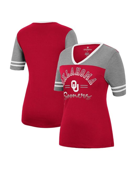 Colosseum Heathered Oklahoma Sooners There You Are V-Neck T-shirt