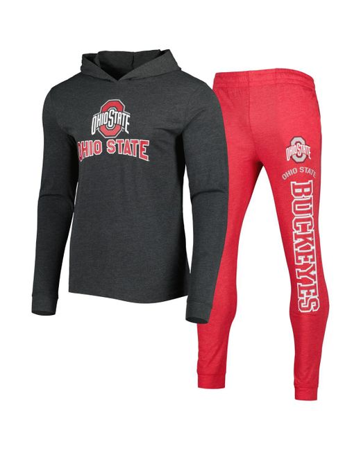 Concepts Sport Heathered Charcoal Ohio State Buckeyes Meter Long Sleeve Hoodie T-shirt and Jogger Pants Set Heathe