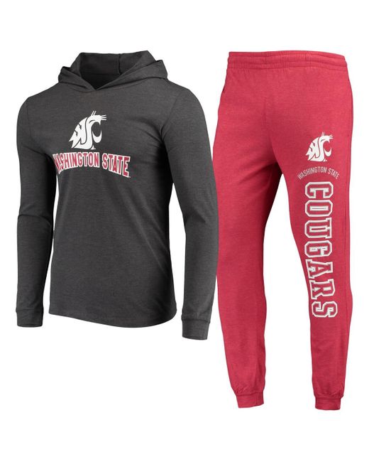Concepts Sport Charcoal Washington State Cougars Meter Long Sleeve Hoodie T-shirt and Jogger Pants Sleep Set