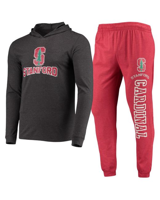 Concepts Sport Heather Charcoal Stanford Meter Long Sleeve Hoodie T-shirt and Jogger Pajama Set