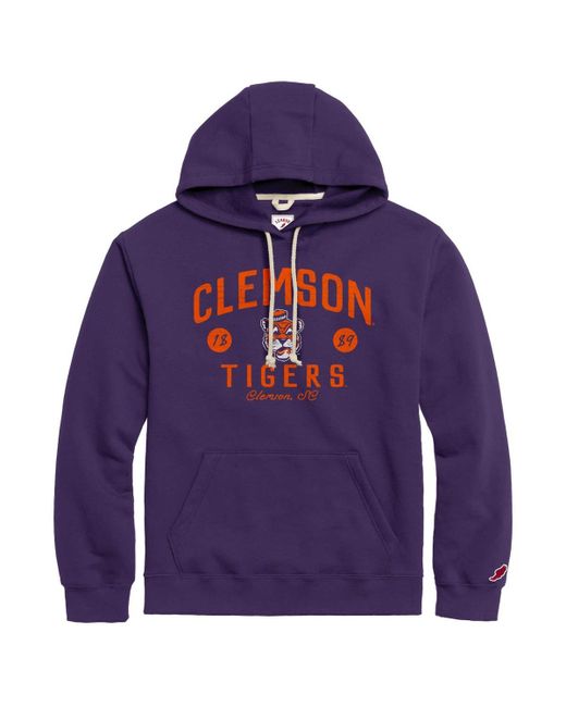League Collegiate Wear Distressed Clemson Tigers Bendy Arch Essential Pullover Hoodie