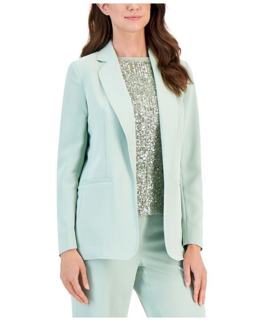 AK Anne Klein Solid Open-Front Notched-Collar Jacket