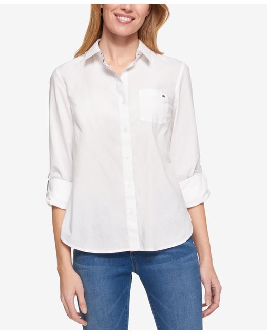 Tommy Hilfiger Cotton Roll-Tab Button-Up Shirt