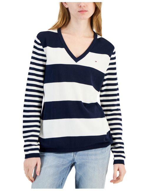 Tommy Hilfiger Mixed-Stripe V-Neck Sweater