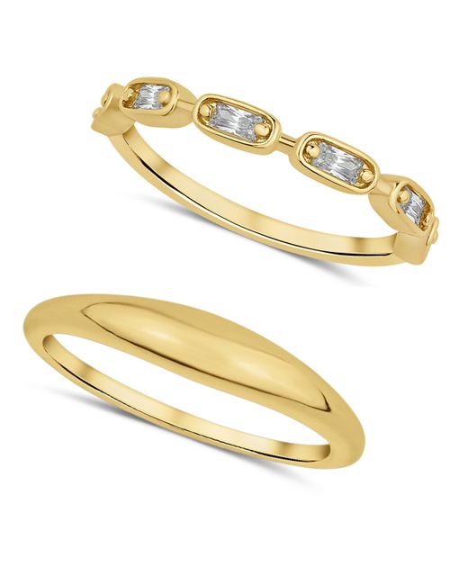 And Now This Cubic Zirconia 18K Gold Plated Duo Stack Ring Set 2 Pieces