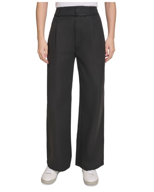 Calvin Klein Jeans High-Waist Wide-Leg Belted Pleated Pants