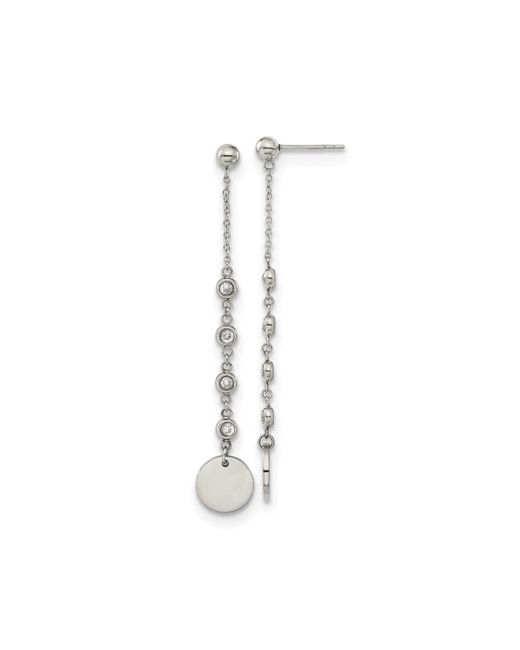 Chisel Polished with Cz Dangle Earrings