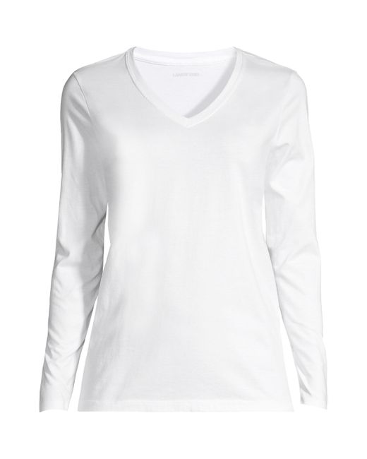 Lands' End Petite Relaxed Supima Cotton Long Sleeve V-Neck T-Shirt