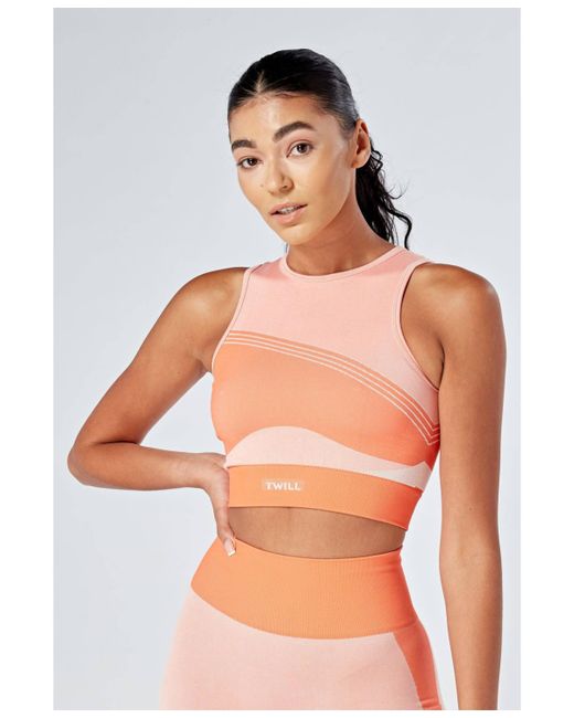 Twill Active Recycled Colour Block Body Fit Racer Crop Top
