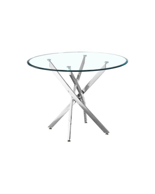 Simplie Fun Artisan Contemporary Round Clear Dining Tempered Glass Table with Chrome Legs