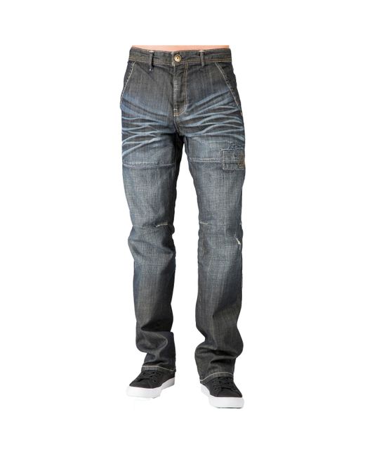 Level 7 Relaxed Straight Premium Jeans Vintage-like Whisker Ripped Repaired