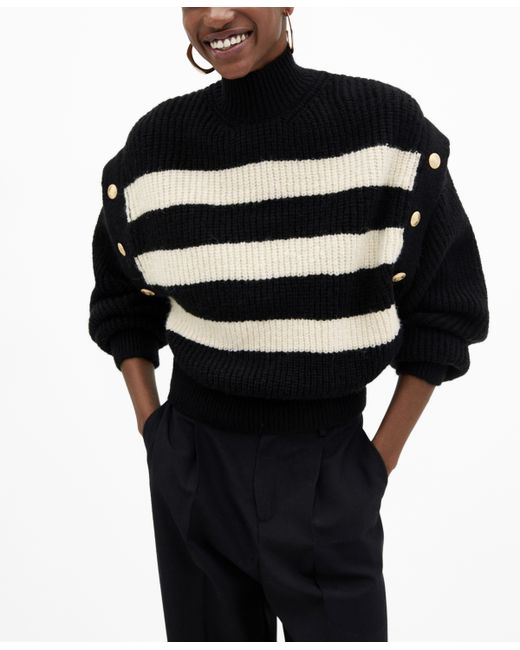 Mango Buttoned Striped Sweater